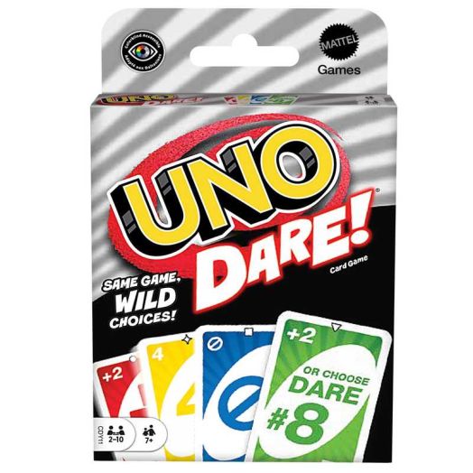 UNO Dare Card Game for Family Night Featuring Challenging and Silly Dares From 3 Categories