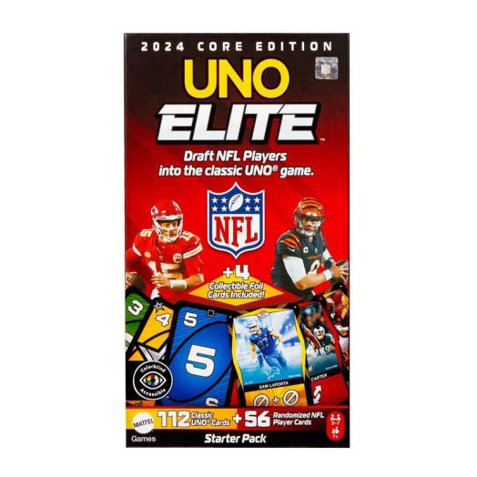 UNO Elite NFL Collector Cards with 4 Surprise Foil Cards for UNO Game Play or Collection ( Exclusive)