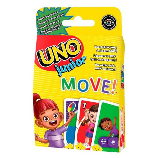 UNO Junior Move! Card Game for Kids with Active Play, Simple Rules, 3 Levels of Play and Matching