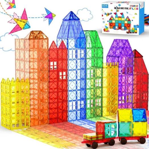 Magnetic Tiles 3D Intelligence Toy Creative Learning Play 104 Piece Set Age 3+