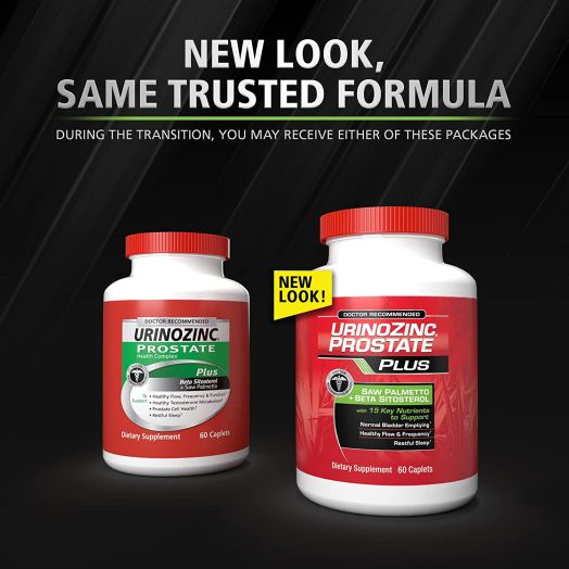 Urinozinc Plus - Prostate Supplement with Beta Sitosterol & Saw Palmetto – Reduce Frequent Urination Concerns & Support Your Prostate Health, 60 Caplets