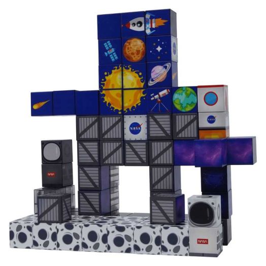 USA Toyz Blocchi Space Squad Magnetic Block Set, 84 Pieces, STEM Space Toys for Boys & Girls Ages 3+ & Up