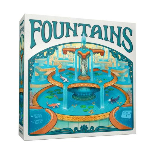 Fountains Board Game, Competitive Tile-Laying Strategy Game, Stunning Art Nouveau Aesthetic, 1-5 Players, Unique 3D Stacking & Drafting, Family & Gamer-Friendly, Ages 10+, by USAopoly