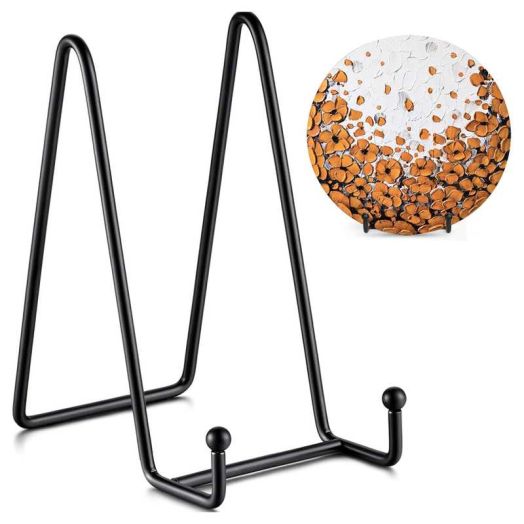 (2 Pack) Plate Stands for Display - 6 Inch Stand + Metal Frame holder stand Picture, Decorative Plate, Book, Photo Easel