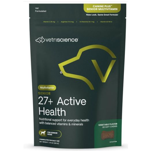 VETRISCIENCE Canine Plus MultiVitamin for Senior Dogs - Vet Recommended Vitamin Supplement - Supports Mood, Skin, Coat, Liver Function, 60 (Packaging May Vary)