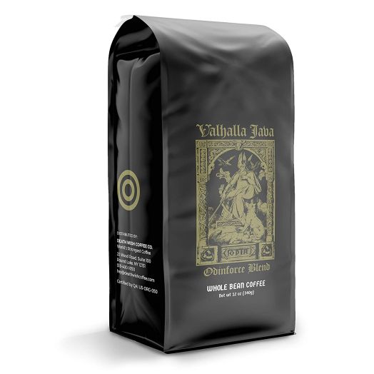Valhalla Java Whole Bean Coffee by Death Wish Coffee Company, Fair Trade and USDA Certified Organic - 12 Ounce Bag