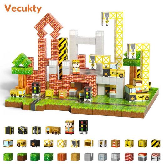 Vecukty 100 PCS 0.9in Magnetic Blocks,Magnet Cubes Toys for Kids,STEM Montessori Stacking Magnet Blocks,Christmas Birthday Gifts for Boys and Girls Age 3+ Years Old