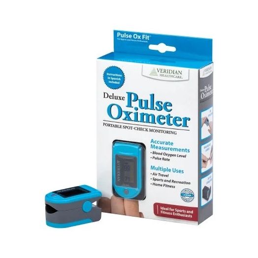 Veridian Healthcare Deluxe Pulse Oximeter 11-50D, Gray and Blue