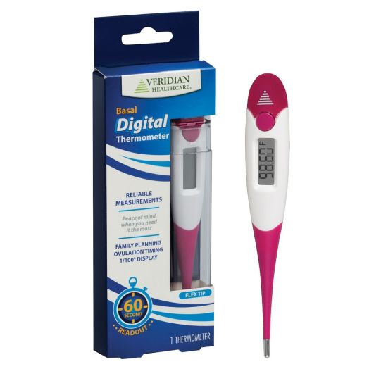 Veridian Healthcare Basal Digital Oral Thermometer, Waterproof Flexible Tip with Storage Case