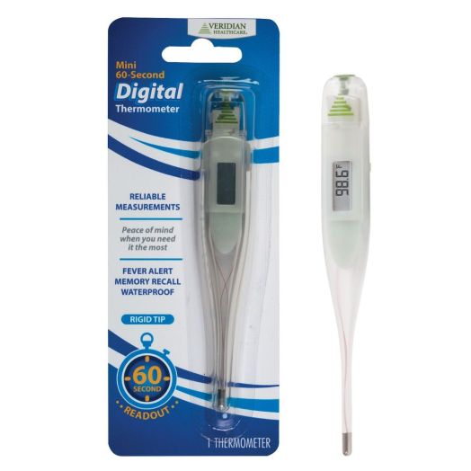 Veridian Mini 60-Second Digital Thermometer, Waterproof with Rigid Tip