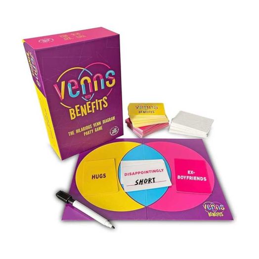 VENNS WITH BENEFITS - Fun Board Game About Venn Diagrams for 3+ Players, Teens & Adults, Perfect for Friends & Family Game Nights
