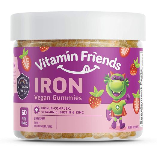 Vitamin Friends Iron Bear Vegetable Gummies, Strawberry, 60 Ct