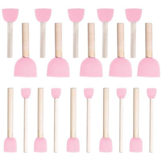 20 Pcs Round Painting Sponge WAFJAMF DIY Drawing Craft Brushes Wood Handle Paint Brush Set for Kids Pink