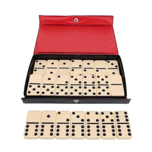 WE Games Classic Double 6 Dominoes Set for Adults with Vinyl Case, Club Size, Ivory