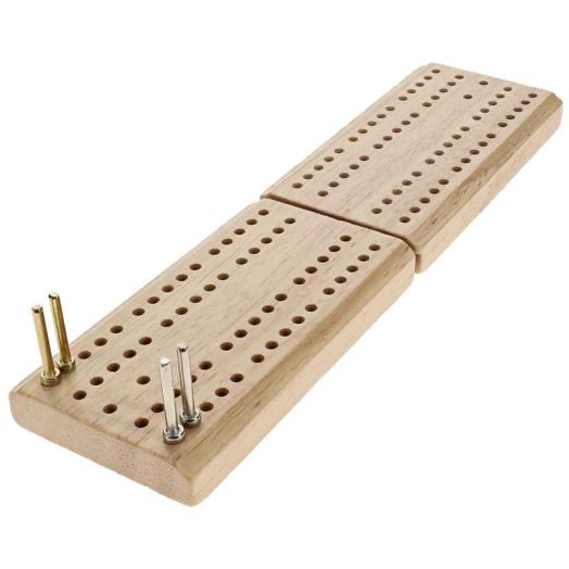 WE Games Mini Travel Wood Folding Cribbage Board - 2 Player - Metal Pegs
