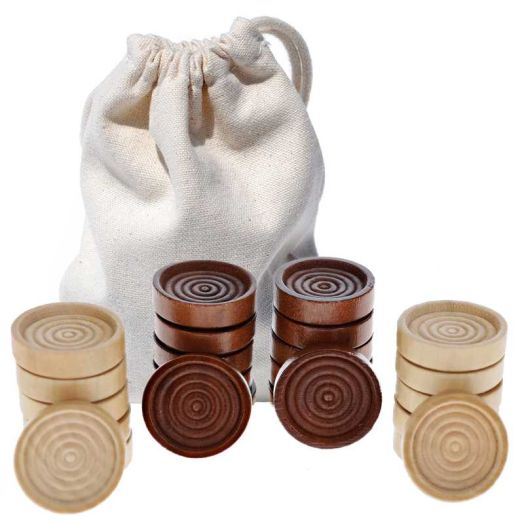 WE Games Wooden Checkers Pieces, Stackable Backgammon Pieces with Bag, 1.5 inch, Brown/Natural, 24-Pack