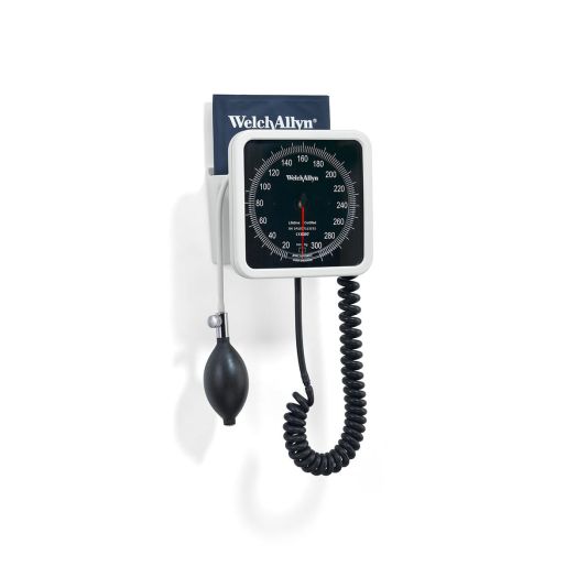 Welch Allyn 767 Wall Aneroid Sphygmomanometer, Size-11 Adult FlexiPort Reusable 2-Tube Cuff