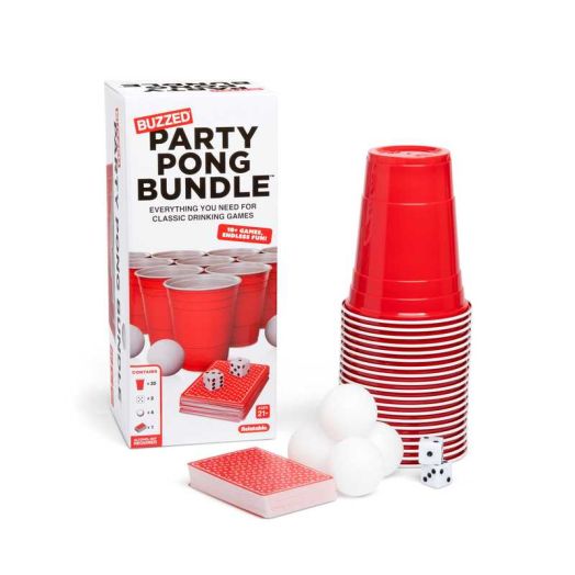 Buzzed Party Pong Bundle - Adult Drinking Game Kit with Cups & Ping Pong Balls, by What Do You Meme?
