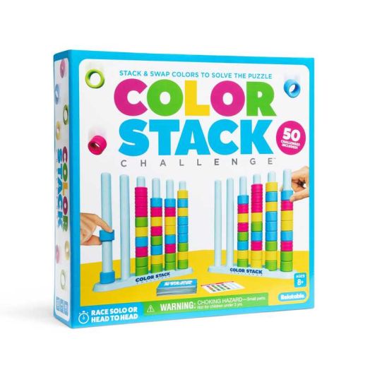 Color Stack, Color Matching Puzzle Game for Families, Easter Basket Stuffers, Includes 2 Stack Racks, 50 Challenge Cards, 80 Rings by What Do You Meme?