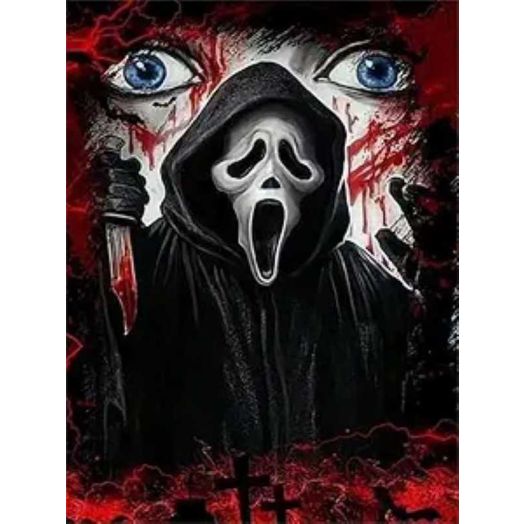 Scream Movie Diamond Painting Kits for Beginners,5D Diamond Painting for Adults,Horror Movie Diamond Painting, Diamond Art ,Size 12x16inch
