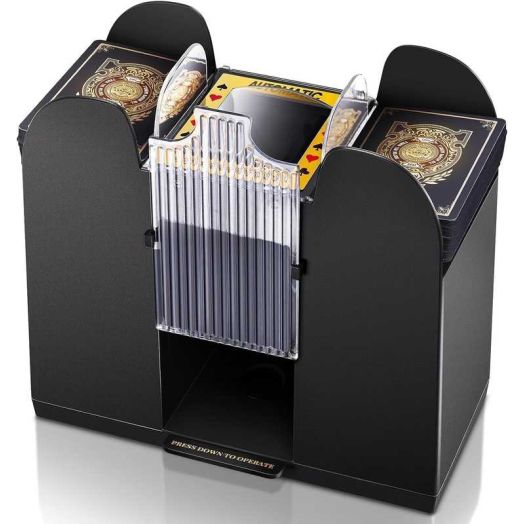 WIGACH 6 Deck Automatic Card Shuffler for UNO, Texas Hold'em, Poker, Home Card Games, Blackjack, Battery Operated Electric Poker Shuffling Machine