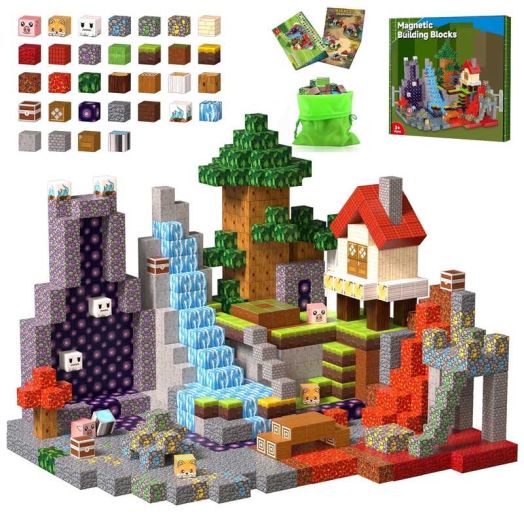 WLBES 100PCS Magnetic Blocks Building Set, Volcano & Lava STEM Toy for Kids Ages 3+