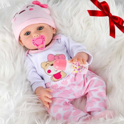 WLRETMCI Reborn Baby Dolls,17 inch Realistic Lifelike Dolls Full Vinyl Body Silicone Baby Dolls, Newborn Doll Toys for Baby Girls, Gift for Kids Girls Age 2 3 4 5 6+