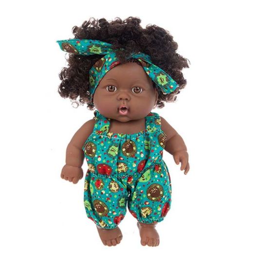 8 Inch (21cm) Cute Curly Hair Baby Doll with Colorful Print Outfit - Safe Pretend Play Toy for Kids