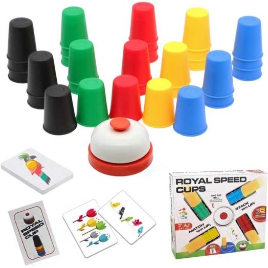 Quick Cups Games for Kids Intellectual Flying Stack Cups,Stacking Cups Games Parent-Child Interactive Game with 24 Picture Cards, 30 Cups
