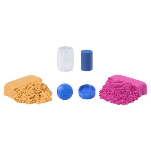 Wonder Factory Sand Bag with Never Dry Dough- Orange + Red Sand with Blue Dough - Never Dries Out, Gluten Free, Smells Great - Styles May Vary