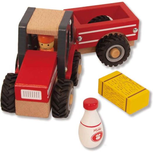 WoodenEdu Wooden Tractor Toys for Toddlers 1-3, Baby Vehicle Toys Hand Push Car Toys for 1 2 3 Year Old Boys Girls