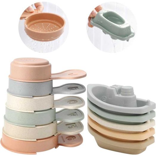 Baby Bath Toys for 1 Year Old - Floating Boats with Bathing Spoon, 11 Pcs Water Table Toys for Toddler 1-3, Mold Free Bathtub Toys Birthday Gift for Boys Girls