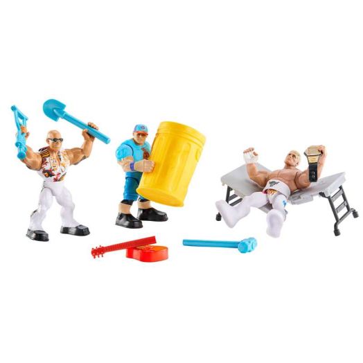 WWE Knuckle Crunchers Action Figures 3-Pack with 8 Accessories, Bone-Crunching Movement