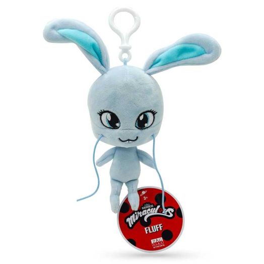 Miraculous Ladybug - Kwami Lifesize Fluff, 5-inch Rabbit Plush Clip-on Toys for Kids, Super Soft Collectible Stuffed Toy with Glitter Stitch Eyes and Color Matching Backpack Keychain, Wyncor