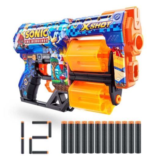 XSHOT Skins Dread Blaster - Mega Sonic Skin (12 Darts) by ZURU, Outdoor Toys for Ages 8+