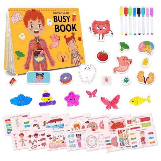 Xueyu Montessori Busy Book for Kids, Human Body Anatomy Book for Toddlers, Preschool Kindergarten Learning Activities, Autism Sensory Toys, Gifts for Boys and Girls, Human Body System