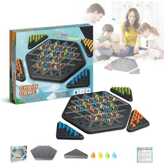 Triggle Game, Chain Triangle Chess Game, Wavelength Board Game, Triggle Rubber Band Game for Kids & Adults, Multiplayer Triangle Board Game, Family Games, Birthday Gifts