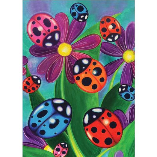 Diamond Painting Kits for Adults, DIY 5D Diamond Art Paint Ladybug Flower by Number with Gem Art Drill Dotz Diamond Painting Kits for Kids for Relaxation, Home Wall Décor 11.8x15.7in