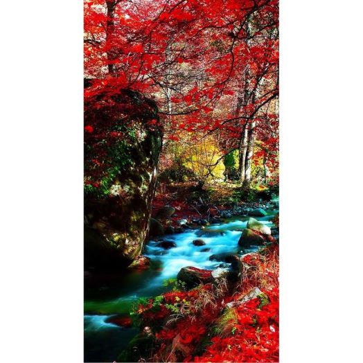 YALKIN 5D Large Diamond Painting Kits for Adults (3.9x3.9inch), Forest Water River Full Round Drill Scenery Pictures Arts Paint by Diamonds Kits Diamond Art Kits for Home Wall Decor Relax Gift
