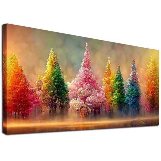 YALKIN 5D Large Diamond Painting Kits for Adults (70X40cm), Colorful Forest Round Full Round Drill Nature Gem Arts Paint by Diamonds Kits Diamond Art Kits for Home Wall Decor Relax Gift