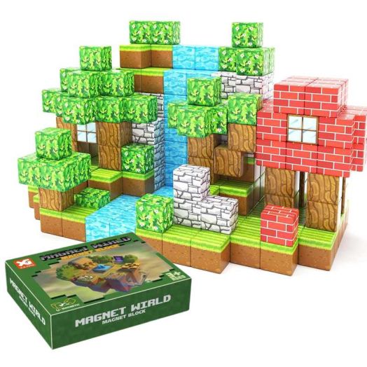 100 PCS Magnetic Blocks Set Build Magnet World Set for Boys & Girls Age 3-8, Sensory Toys for Toddlers Gifts for 3+ Years Old