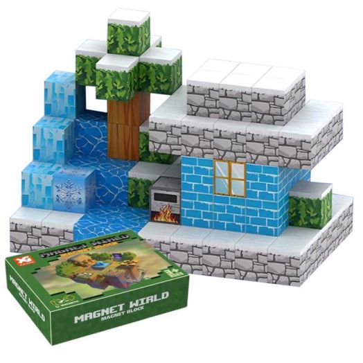 110 PCS Magnetic Blocks Set & 4 Dolls Build Magnet World Set for Boys & Girls Age 3-8, Sensory Toys for Toddlers Gifts for 3+ Years Old
