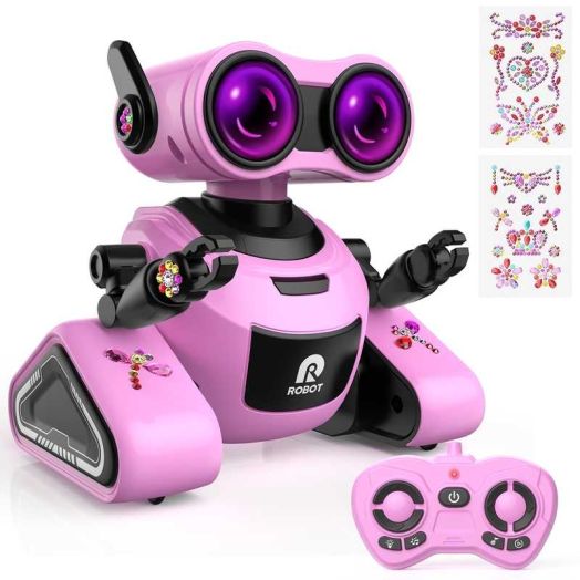 Yerloa Robot Toys, Remote Control Robot Toy, Rechargeable RC Robots for Kids Boys Girls with Music and LED Eyes, Toys for 4 5 6 Year Old Girls Boys Birthday, Pink