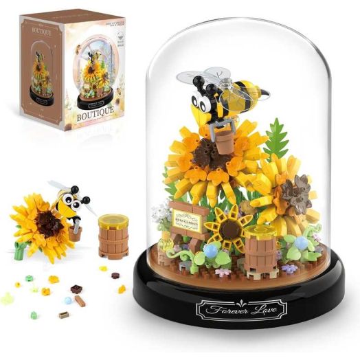 Flower Bouquet Building Sets,548 PCS Mini Bricks Building Blocks Toy for Adults, Valentine's Day for Her (Bee)