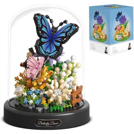 Flower Bouquet Butterfly Building Set, Bonsai Tree Building Kit with Dust Cover,530 Pieces Micro Bricks,Birthday Gifts for Boys and Girls