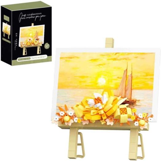 Mini Flower Building Bouquet Set,Block Easel for Desk Decorations and Message Stickers.Flower Building Toys Building Blocks Flower (Yellow 368Pcs)