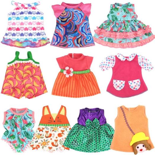 ZITA ELEMENT 10 Set Alive Baby Doll Clothes, Doll Clothes for 10-12 Inch Girl Dolls Outfits Accessories Include Cute Jumpsuit, Skirts