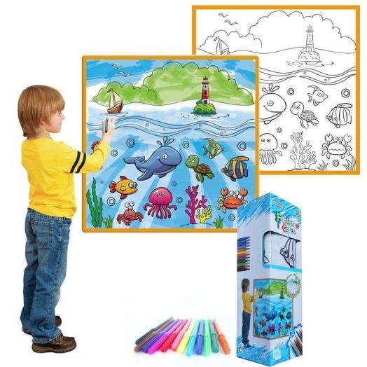 Fantastic Color Washable Coloring Mat - Sea Life